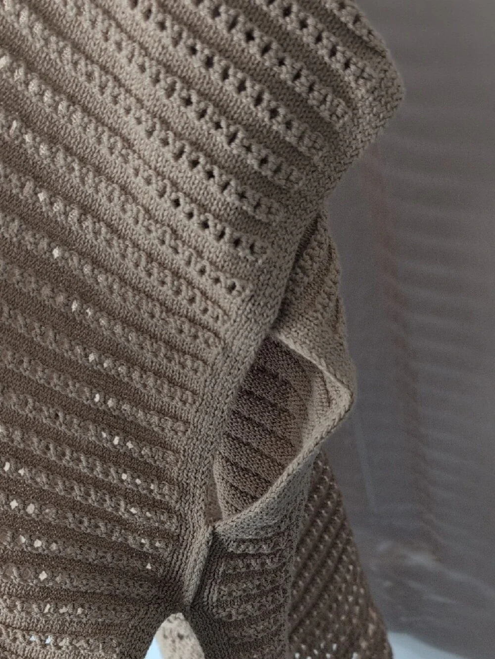 J. Crew 100% Cotton Open-Knit Taupe Poncho